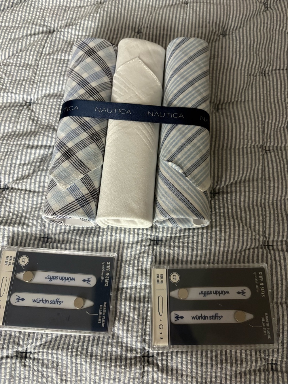 Nautica Men's Plaid and Striped Pocket Squares - Picture 2 of 3